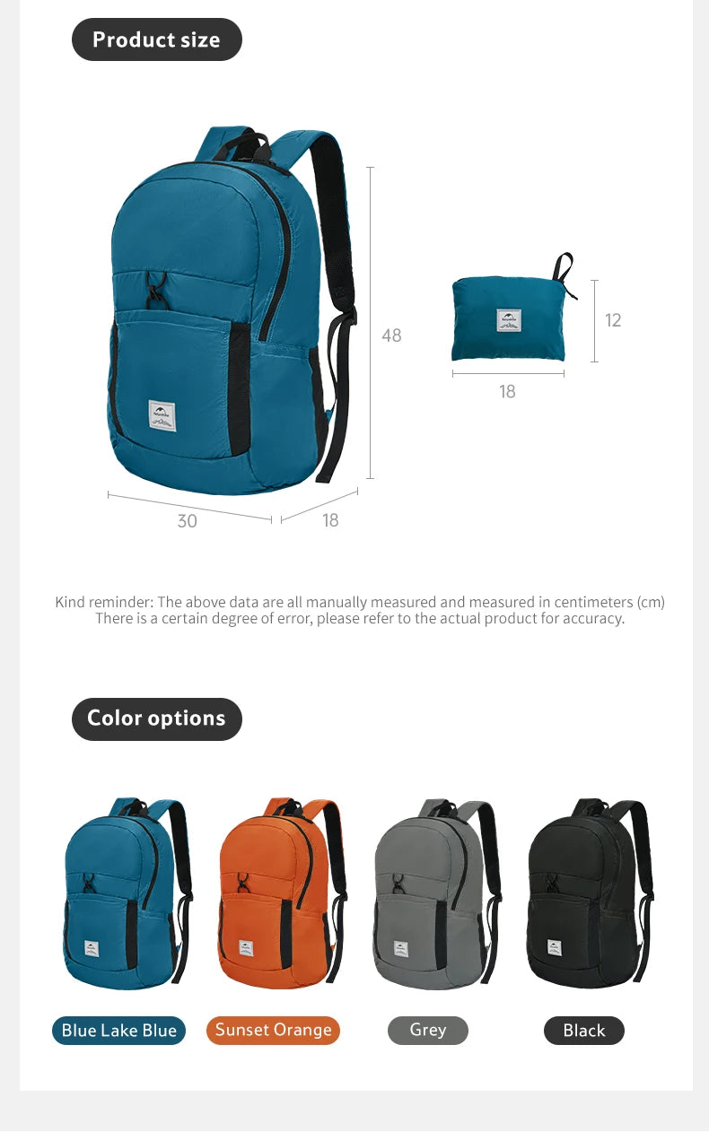 Naturehike New 30L Camping Backpack Large Capacity Portable Foldable Waterproof Shoulder Bag Outdoor Travel Hiking Picnic Bag