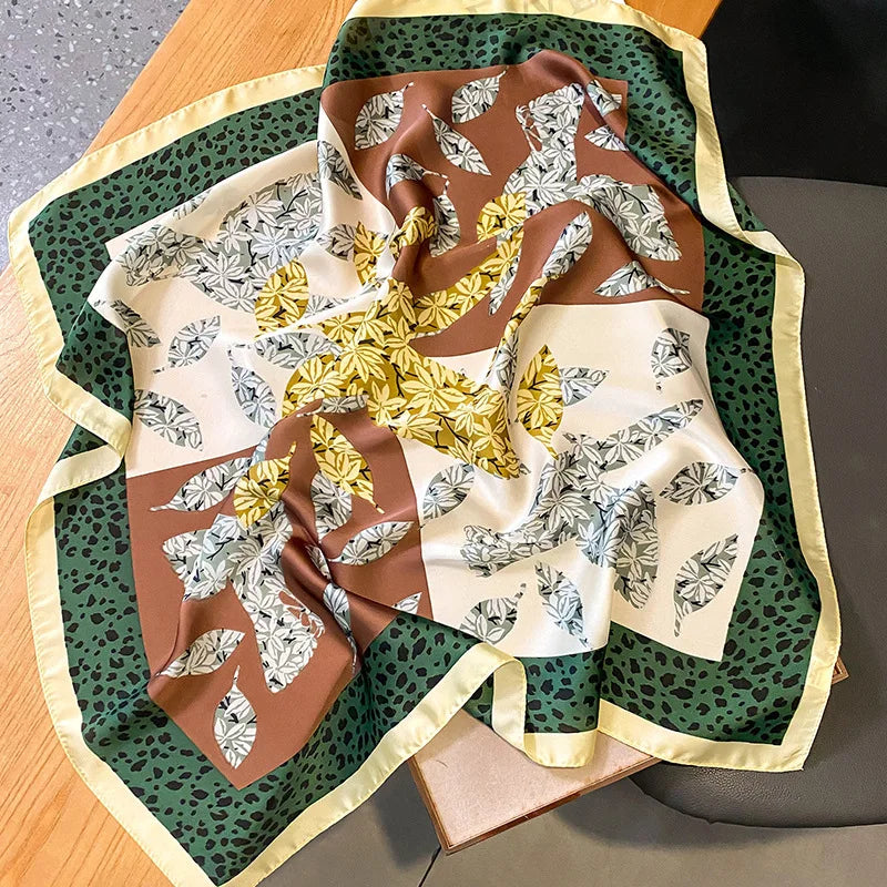 2024 Horse Print Female Silk Neck Scarf Square Hair Scarves Foulard Head Band Shawls Wraps Neckerchief Bandana Women