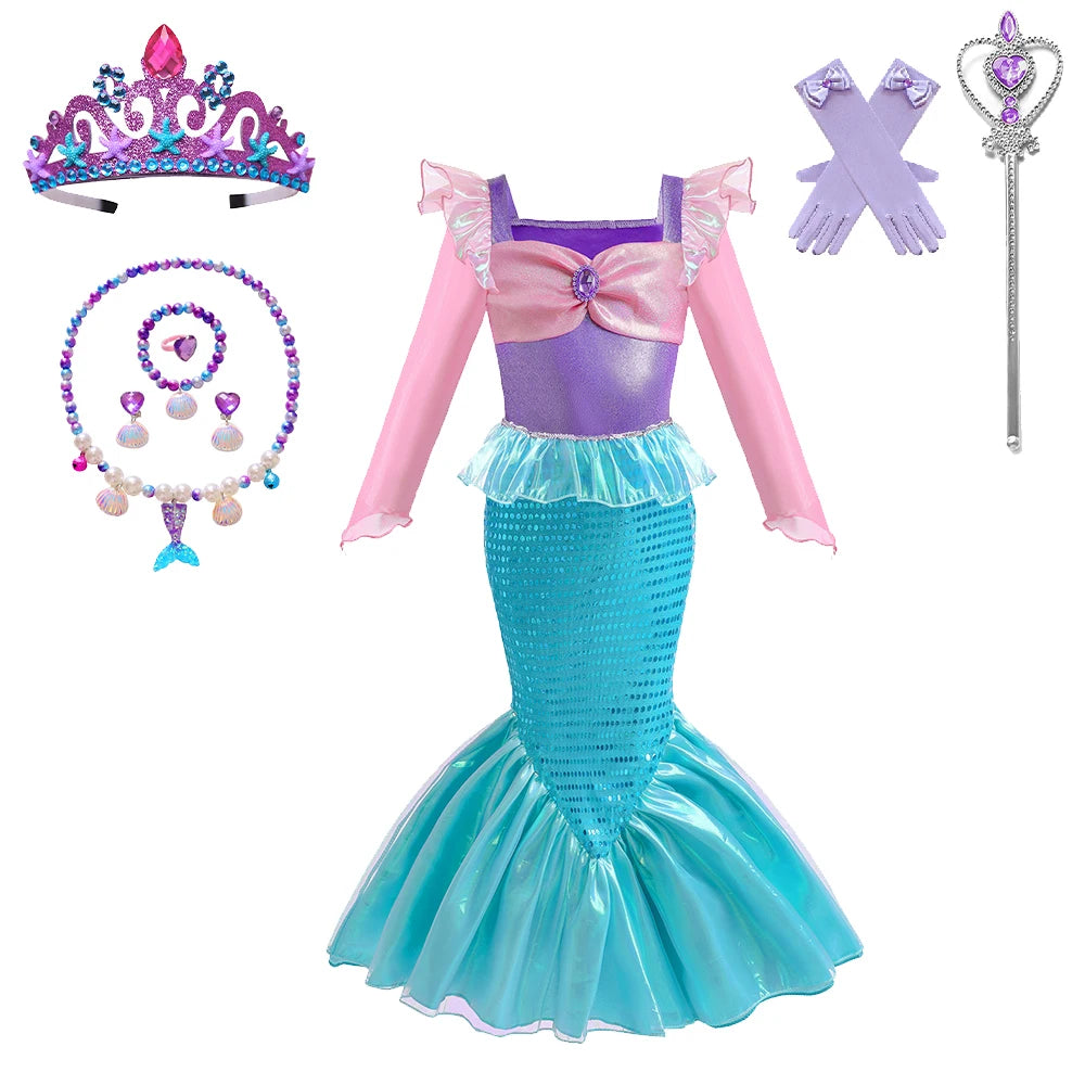 Children's Mermaid Cosplay Costume Girls' Role Play Costume Carnival Halloween Birthday Party Costume Summer Princess Dress