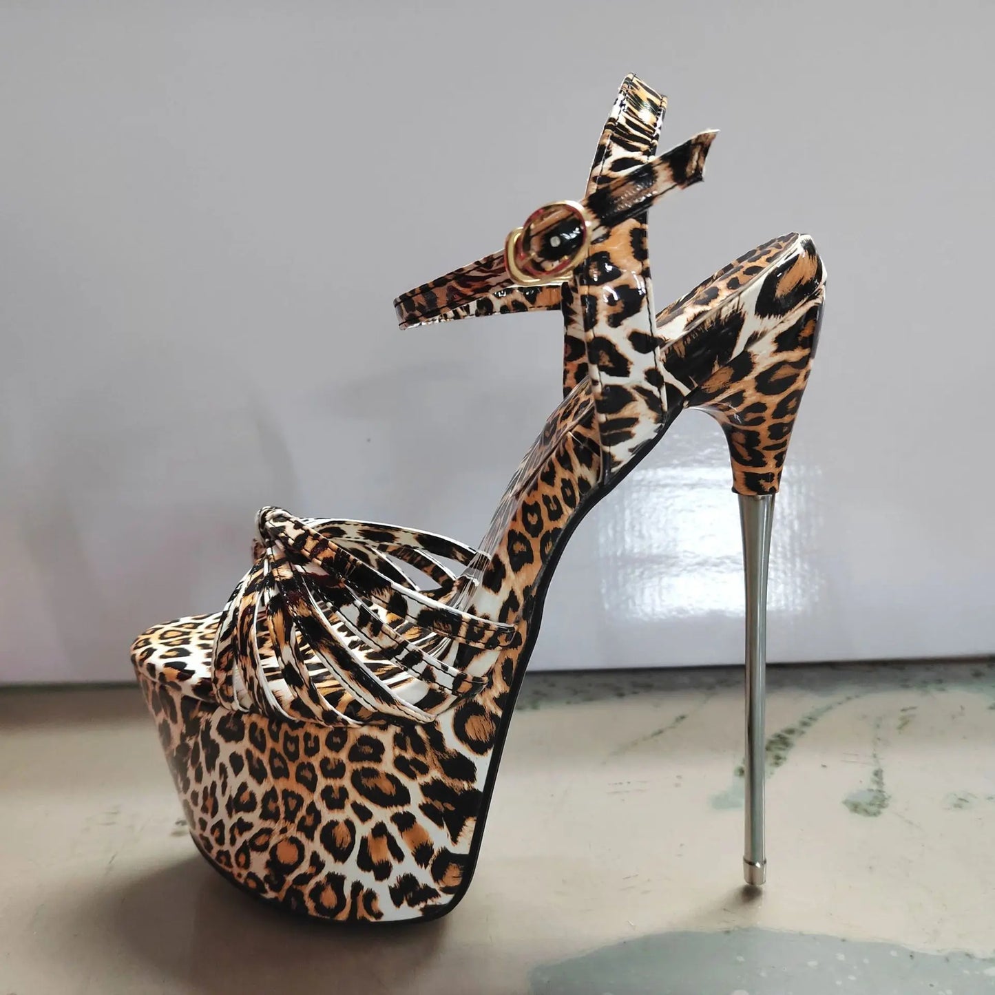 New Super High Thin Heels 30 Cm Steel Heels Large Size Women's Sandals Suede Black Buckle Sky-high Sexy Shoes platform sandals