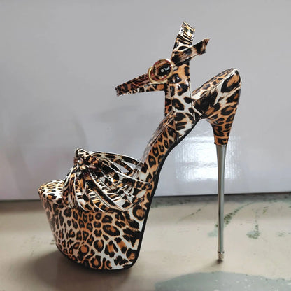 New Super High Thin Heels 30 Cm Steel Heels Large Size Women's Sandals Suede Black Buckle Sky-high Sexy Shoes platform sandals