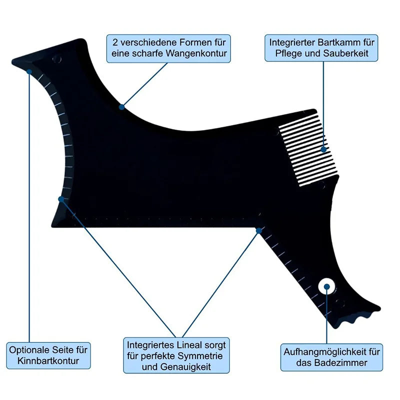 Men Beard Styling Template Stencil Beard Comb Fits All-In-One Beard Shaping Tool Barber Supplies Professional Beard Accessories