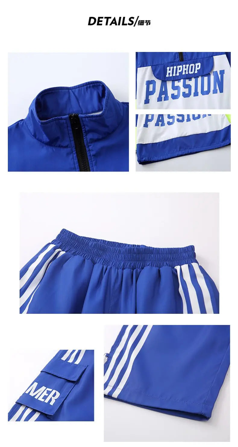 Boys Hip Hop Pullover Street Dance Cargo Pants Girls High Collar Sweatshirt Outfits Kids Jazz Sport Clothes Set Child Streetwear