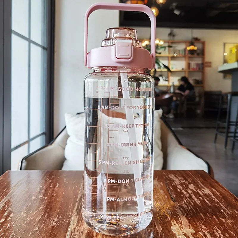2025 Spring/Summer 2L Large Capacity Outdoor Plastic Bouncing Straw Sports Water Bottle Leak-proof Portable Refill Cups
