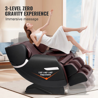 VEVOR Massage Chair - Full Body Zero Gravity Recliner with Multi Auto Modes 3D Shiatsu Heating Bluetooth Speaker Foot Roller