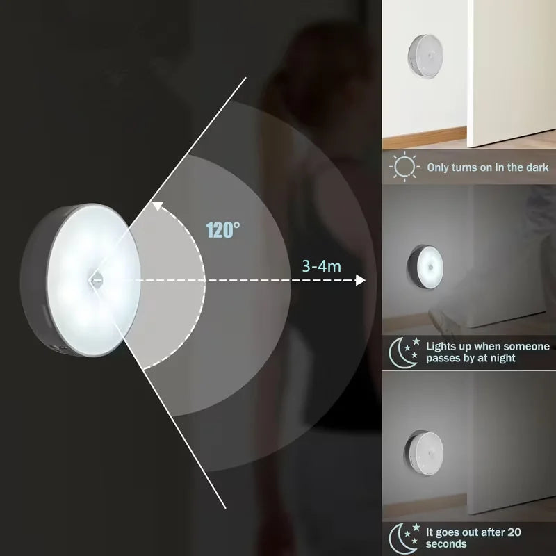 1 Luminária Noturna com Sensor de Movimento – Lâmpada LED Sem Fio para Quarto, Escada, Closet e Decoração de Ambientes