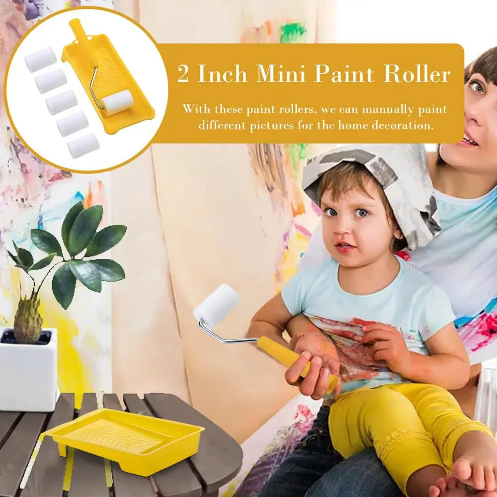 Small Paint Roller Set Mini Roller Edger Brush For Wall Painting With Paint Tray Interior Paint Brushes Painting Tools For Room