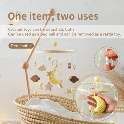 Crib Mobile Bed Bell Wooden Baby Rattles Soft Felt Cartoon Animal Bed Bell Newborn Music Box Hanging Toy Crib Bracket Baby Gifts