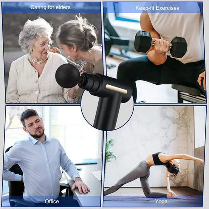 Pistola de masaje muscular de tejido profundo, masajeador de percusión manual para cuerpo, espalda, cuello y piernas.
