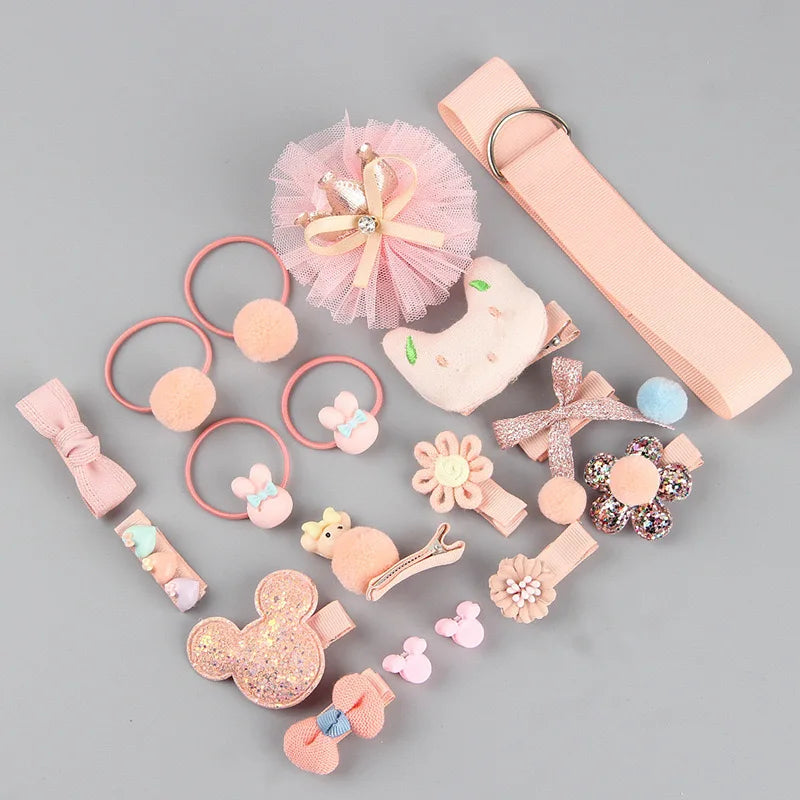 18pcs Children's Cartoon Clip Hair Rings Accessories