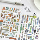 8pcs pencils erasers pens clips stationery themed stickers handbook DIY notebooks dairy pens students' back-to-school gifts