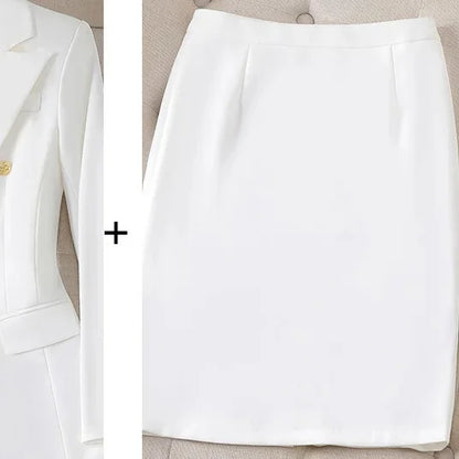 Elegant Women's Fashionable White Western-Style Suit Zihongsuitsuit High-End Business Attire Long-Pants Set For Special Occasion