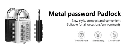 8-digit Combination Outdoor Button Waterproof Fixed Random Code Padlock Zinc Alloy Luggage Travel Smart Lock With Key Anti-theft