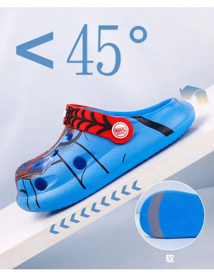 Disney Children's Slippers Summer Boys Spiderman Slipper Anti-slip Hole Kids Beach Shoes Soft Bottom Toddler Home Slipper