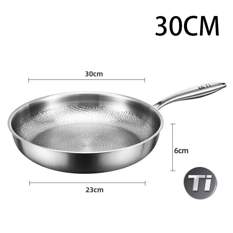 German Titanium Steel Frying Pan Uncoated Non Stick Pan Fish Scale Hammer Pattern Household Steak Frying Pan Kitchen Cookware