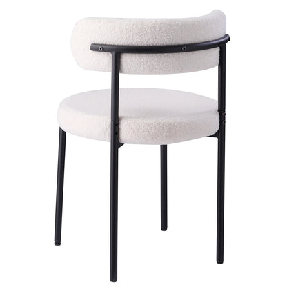 EGOONM 4Pcs Nordic Style Dining Chairs Upholstered Kitchen Chairs with Teddy Velvet Chair Home Desk Dining Room Kitchen Chairs