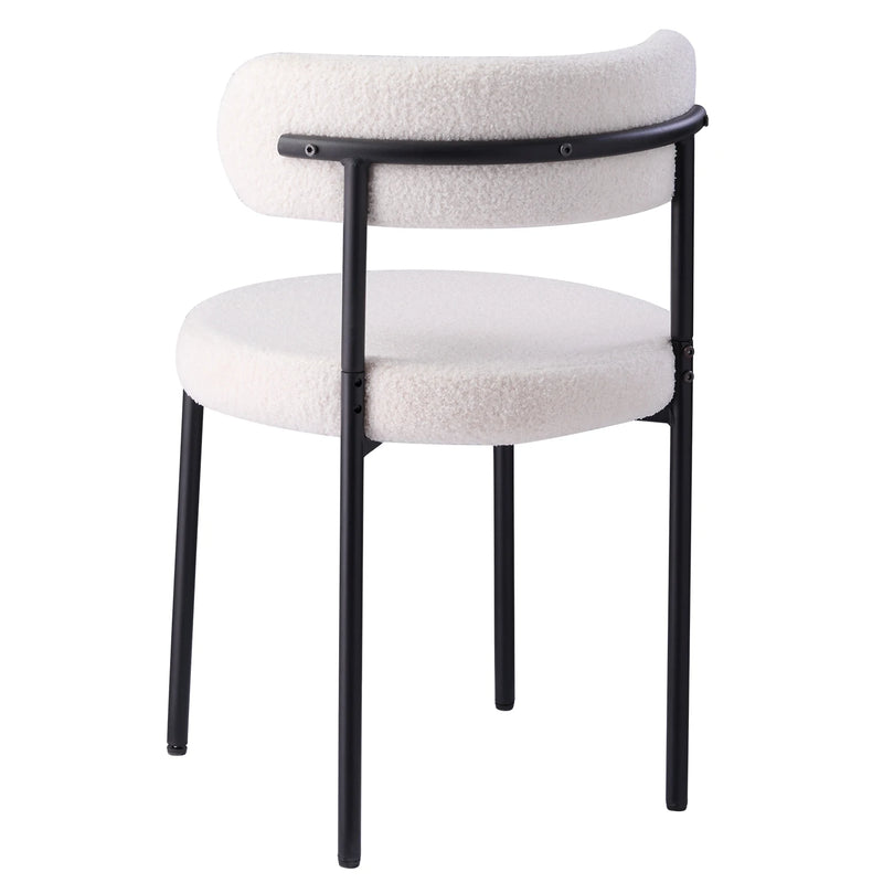 EGOONM 4Pcs Nordic Style Dining Chairs Upholstered Kitchen Chairs with Teddy Velvet Chair Home Desk Dining Room Kitchen Chairs