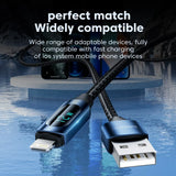 Toocki LED Display USB Cable For iPhone 14 13 12 11 Pro Max Fast Charger Charging Lightning 2.4A USB Wire Cord X XR 8 7 1m 2m