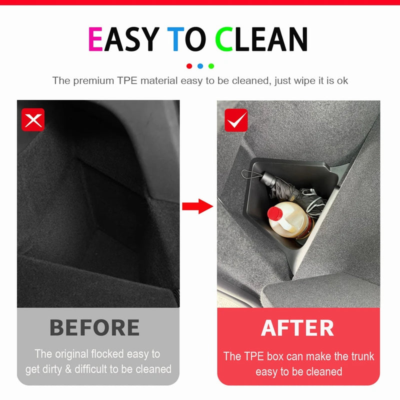 USVOTOV Trunk Organizer for Tesla Model Y Juniper Launch Refresh 2025 Rear Trunk Storage Bins Side Box Organiser TPE Accessories