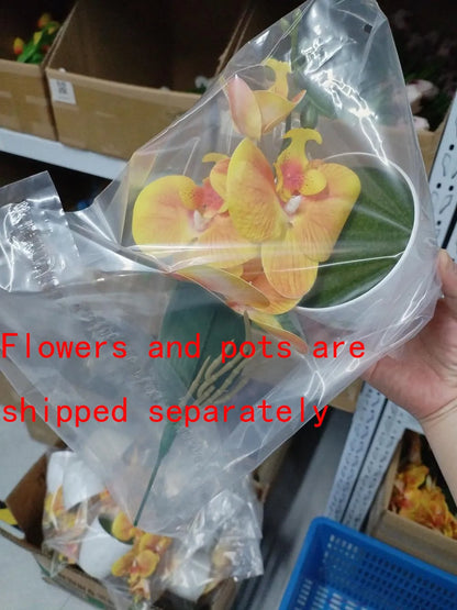 Bonsai Simulated Butterfly Orchid Artificial Potted Plant Desk Dining Table Home Office Vase Wedding Home Room Decoration Gift
