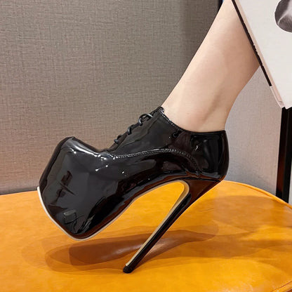 Eilyken Spring Autumn Lace-up Platform Wedding Round Toe Women Pumps Sexy Very High Heel Stripper Club Fashion Shoes