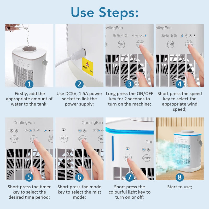 Popular mini air cooler USB air conditioning fan office desktop small water cooling fan spray humidification cooling fan