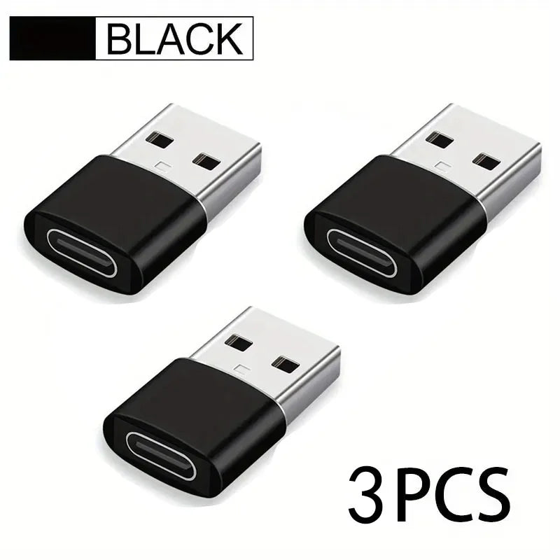 3-Pack USB to USB C Adapter, USB C Female to USB Male Super Fast Charging and OTG Converter Compatible with iPhone 15/14/13/12 P