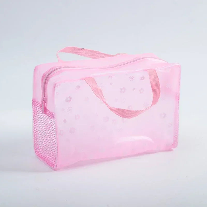 1 Pc PVC Transparent Cosmetic Bag Clear Makeup Bag for Women Girl Waterproof Zipper Beauty Case Travel Handbag Toiletry Bags