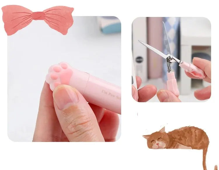 4Style Portable Folding Cat's Paw Scissors Stainless Steel Art Tool Multi-Function Pen-Shaped Scissors for Handbooks  Office Use