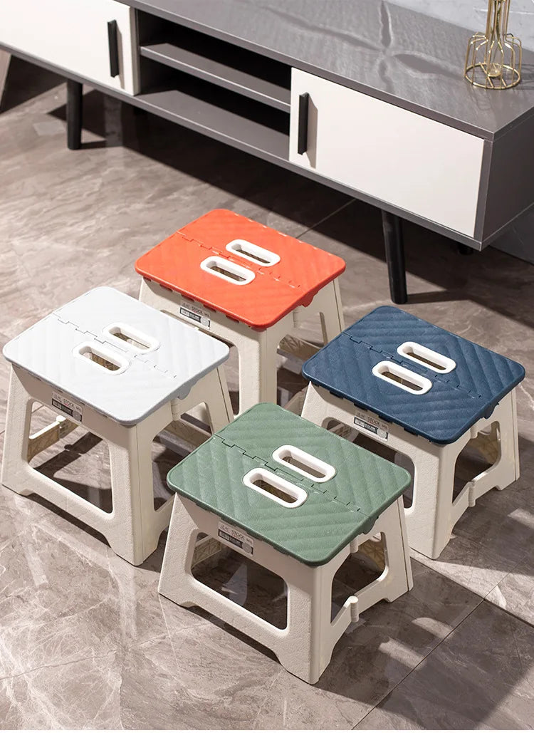Portable Folding Stool Thickened Plastic Campstool Mini Hand Held Chairs Outdoor Activities Fishing Bench Household Space Saving