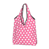Custom Recycling Classic Black And White Polka Dot Shopping Bag Women Tote Bag Portable Grocery Shopper Bags