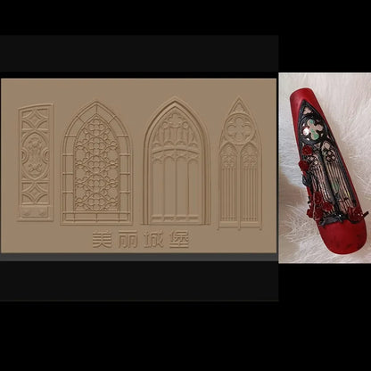 1pc Lattice Window Gothic Chinese Style 3D Acrylic Mold  Nail Art Decorations DIY Design Silicone Nails  Mold
