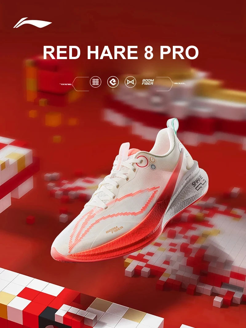 Li-Ning Women RED HARE 8 PRO Racing Running Shoes BOOM FIBER Cushion GCR LOC Sport Shoes Wearable Breathable Sneaker ARPV006