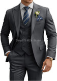 Mens Suit 3 Piece Slim Fit Suits for Men Double Breasted Suit Wedding Prom Suits Formal Business Dinner Tuxedo