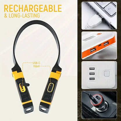 Luz de leitura led recarregável para pescoço, 2 pacotes, dois níveis de brilho para leitura, tricô, acampamento e reparo, luz de trabalho led