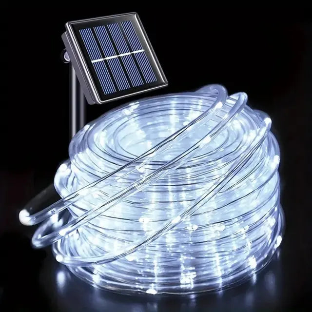 Corda de tubo solar ao ar livre luz led jardim decoração natal luz da corda de fadas 32m/22m/12m/7m festa de casamento ao ar livre lâmpada led
