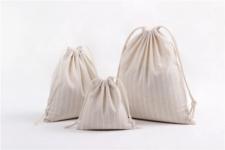 Cotton Linen Drawstring Cosmetic Bag Christmas Gift Package Makeup Storage Bags for Travel Wedding