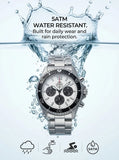 Relógio masculino cronógrafo solar diver em aço inox a prova de agua 200mm