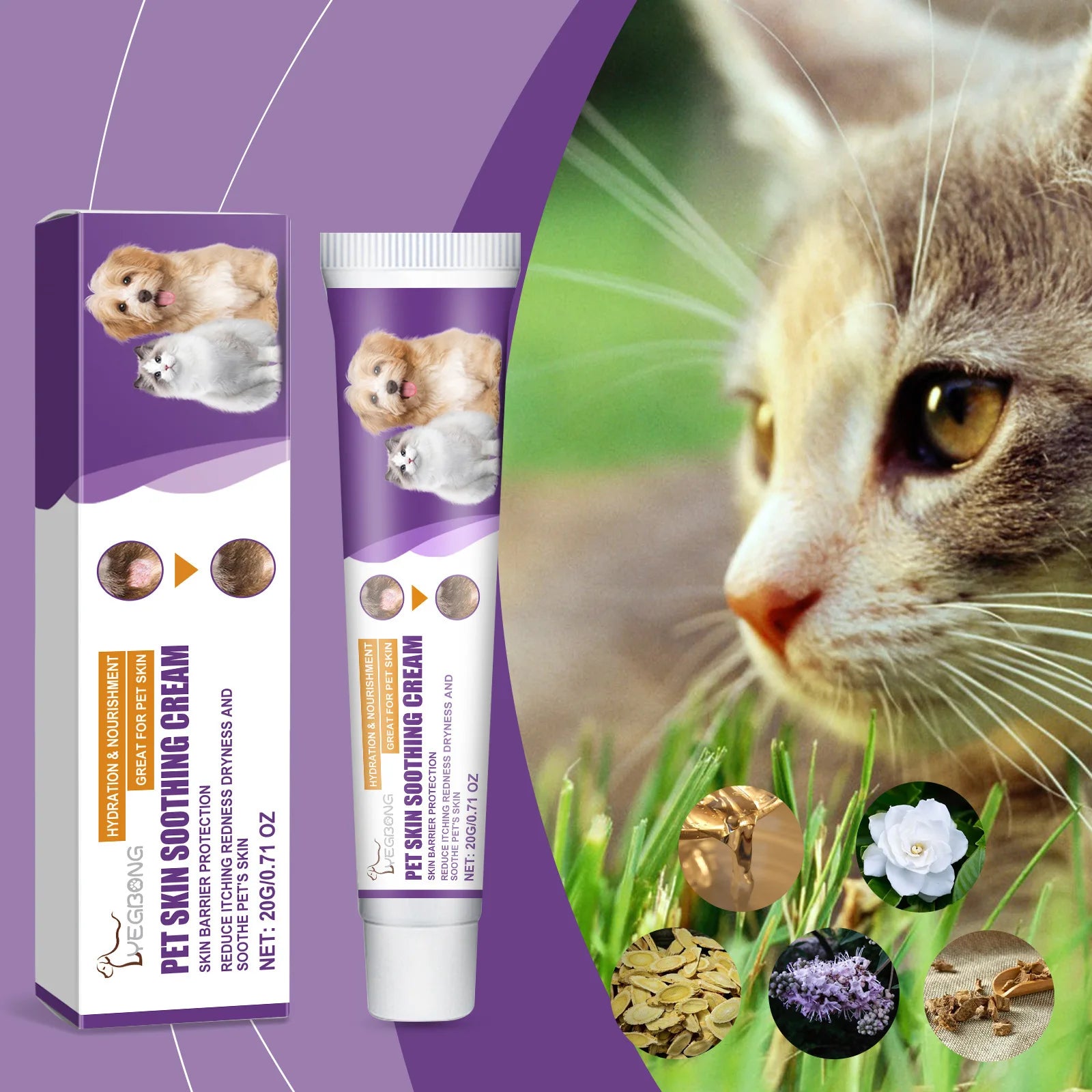 EELJOY Pet Skin Care Cream for Dogs Cats Dry Itchy Skin Relief Soothing Balm Anti Itch Lotion Allergy Treatment Paw Repair