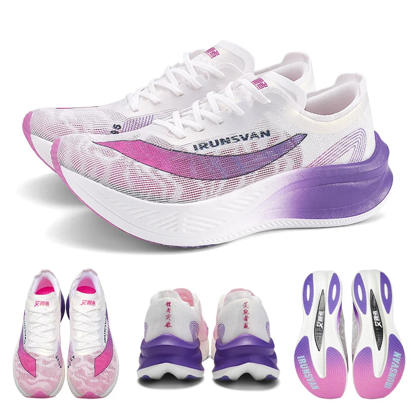IRUNSVAN Nylon Carbon Plate Professional Marathon Running Shoes for Men Lightweight Cushioning Training Outdoor Sneakers Women
