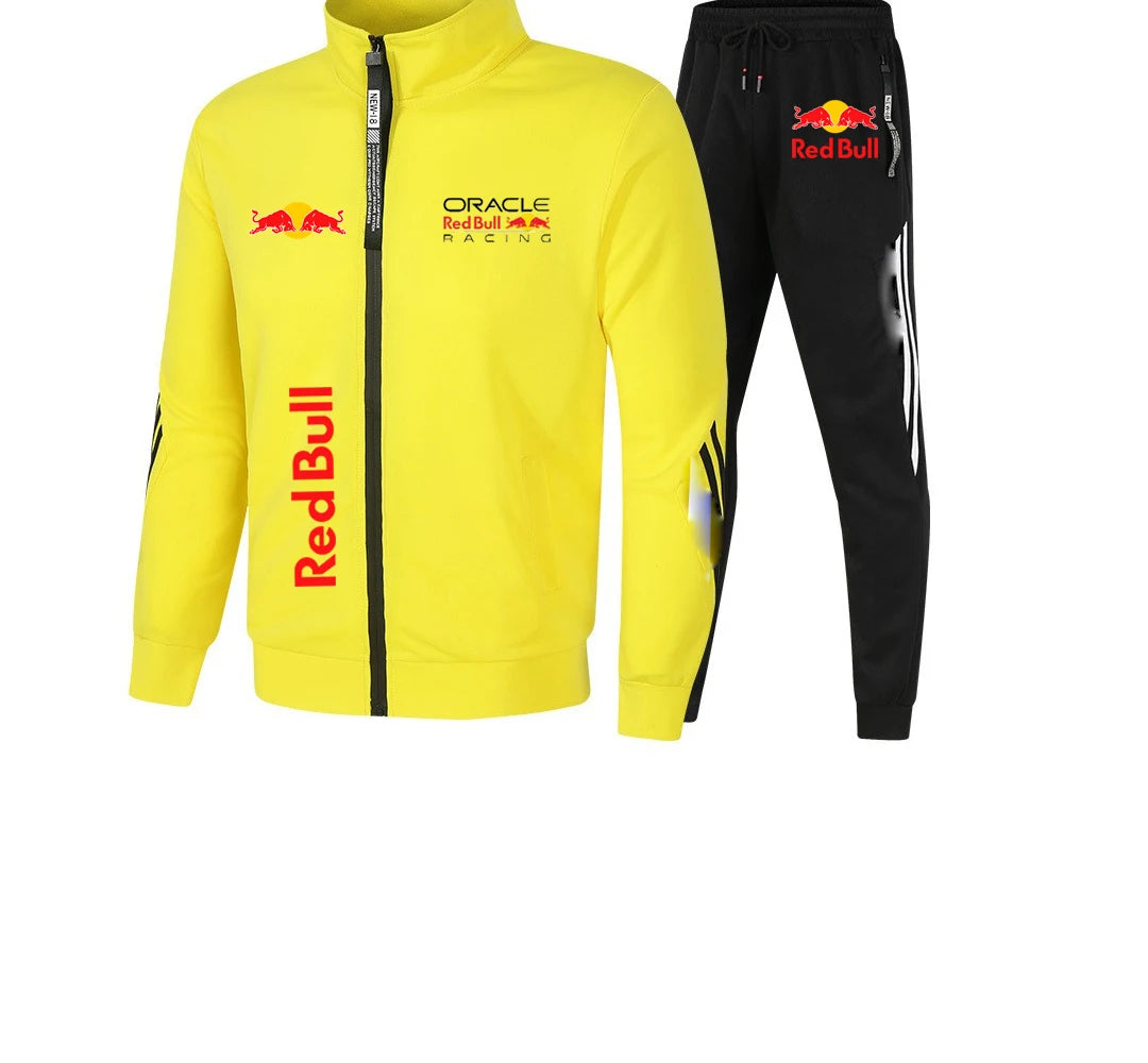 2025Red Bull Logo Men's Polo Set 2-piece New Red Bull Printed Jacket Men's Fashion Casual Simple Baseball Jacket Polo Set Stormt