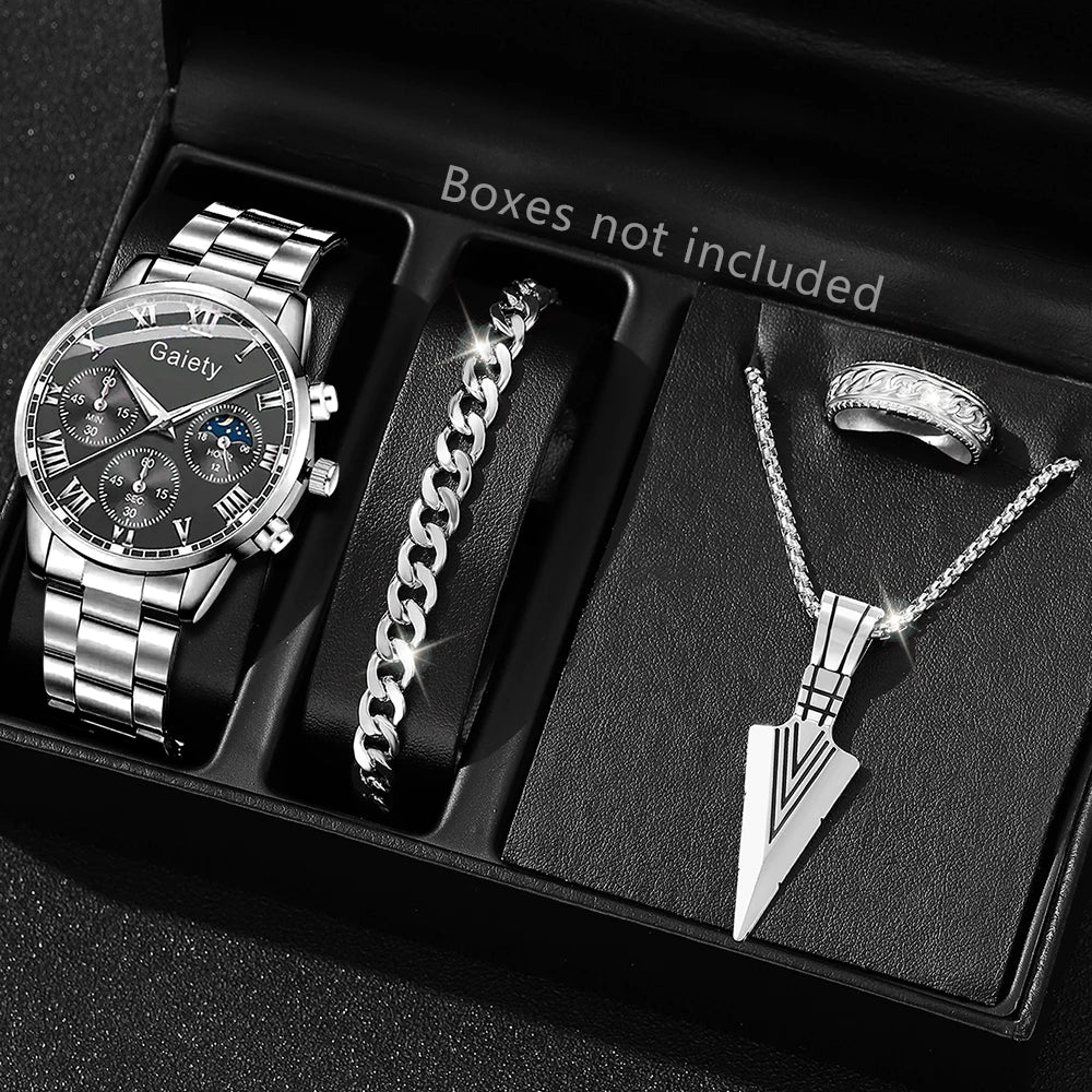 Fashion Men Stainless Steel Watch Luxury Calendar Quartz Wristwatch Men's Business Watches for Men Clock Montre Homme