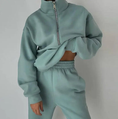 2 Piece Sets Women Outfit 2026 Autumn and Winter New Fashion Casual Daily Solid Color Sweater Brushed Sports Street Set