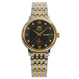 Relógio feminino automático bicolor calendário duplo em aço inoxidável