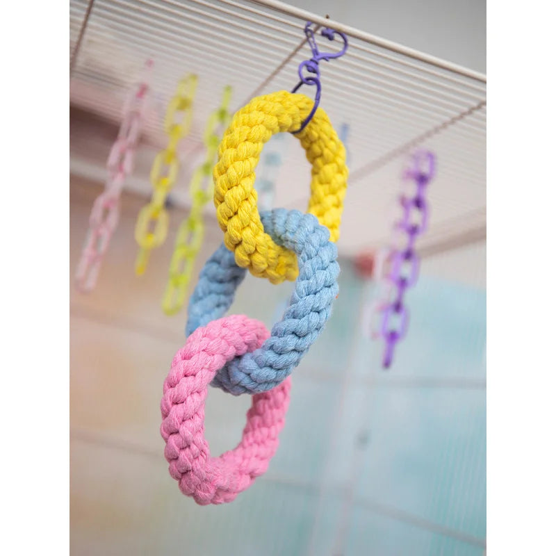 Chew-Proof Triple Ring Cotton Rope Toy - Hand-Braided Knot Ball for Aggressive Chewers Multi-Pet Enrichment Puzzle for Hamsters