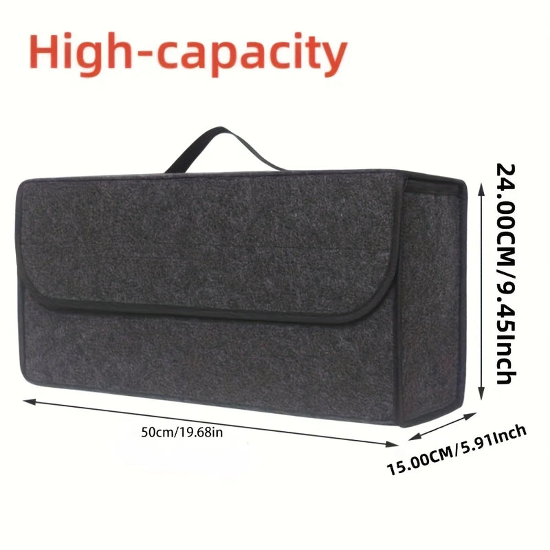 Gray Anti Slip Car Trunk Organizer Bag Multi Compartment Soft Felt Storage Box for Boot Tools & Auto Accessories
