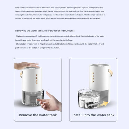 1000ml Dehumidifier Air Dryer for Home Office Negative ions Eliminate Damp Mold and Moisture Portable Air Dehumidifier EU US