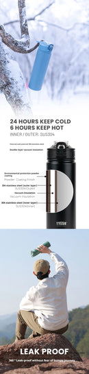 Tyeso 600/750ML Stainless Steel Thermo Bottle Car Thermal Cup Sports Water Bottles Keep Cold and Hot Vacuum Flasks Insulated Cup