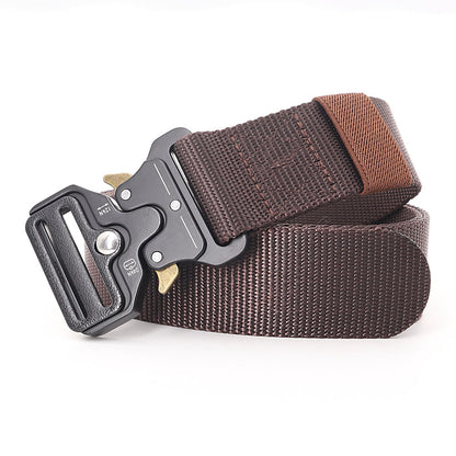 3.8X125cm - Belt Quick Release Outdoor  Metal Belt Soft Real Nylon Sports Accessories Men And Women Black Belt