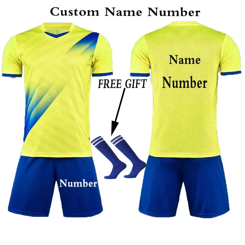 Kids Football Jersey Personalized Custom Boy Soccer Jersey Set Polyester Soccer Uniform Breathable Football Uniform For Children